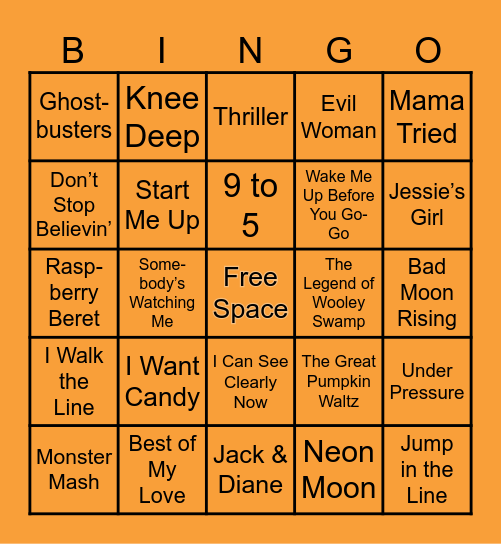 Fall Family Festival Music Bingo Card