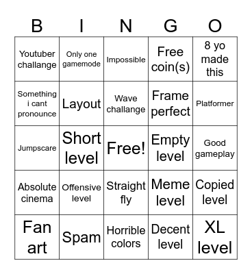 GD Recent tab bingo card Bingo Card