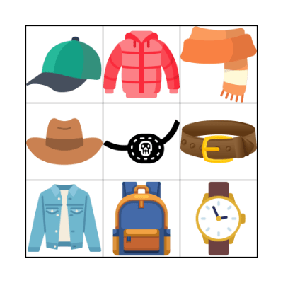 Clothes Bingo Card