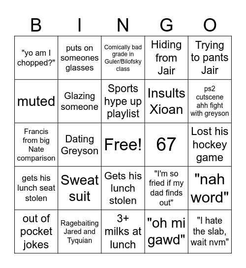 Matthew Bingo Card
