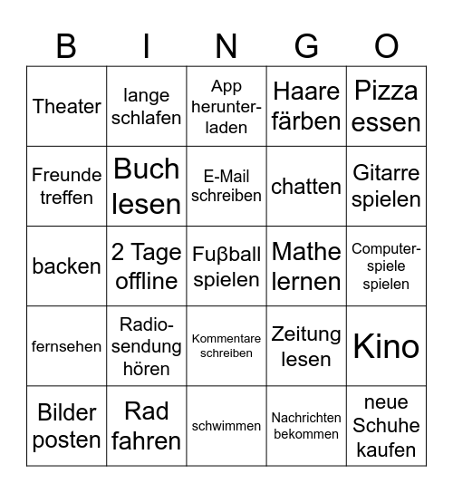 Schulferien Bingo Card