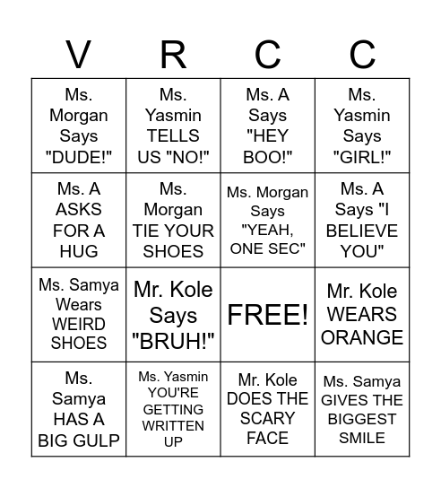 Counselor Bingo! Bingo Card