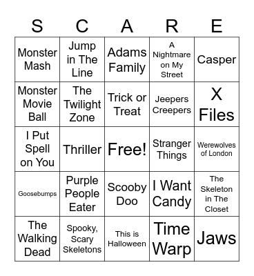 Halloween Music Bingo Card