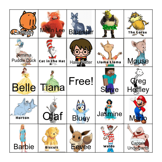 Character Bingo Card