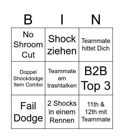 MayoKart Random Duo Bruch Bingo Card