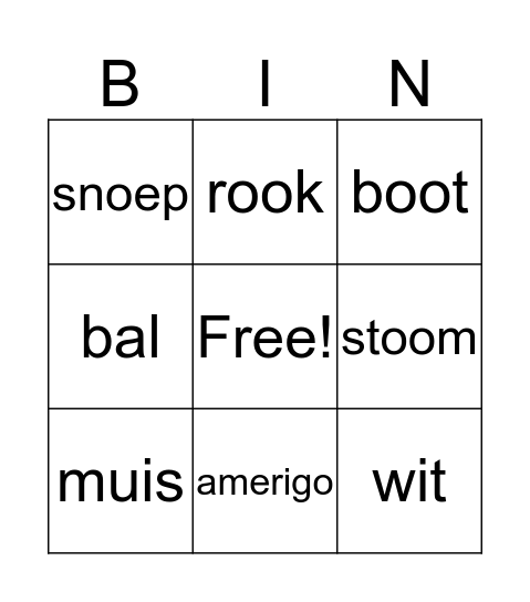 sint bingo Card