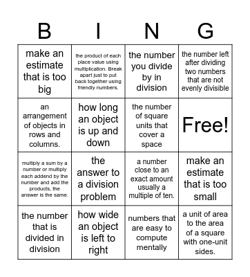 Math Bingo Card