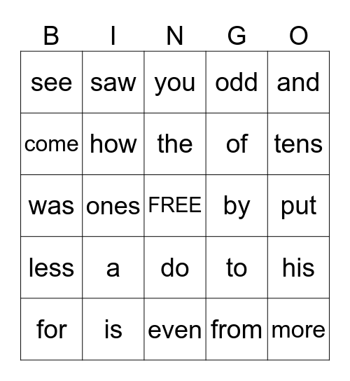 Red Words & Math Terms Bingo Card