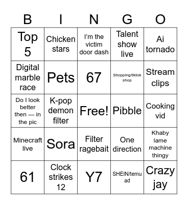 TikTok bingo Card