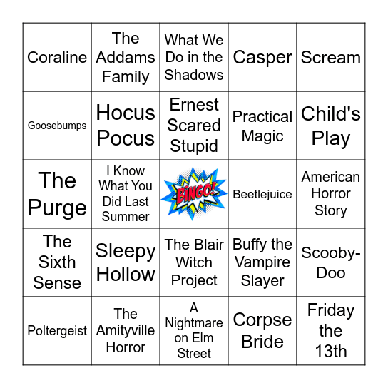 Movies & TV Bingo Card