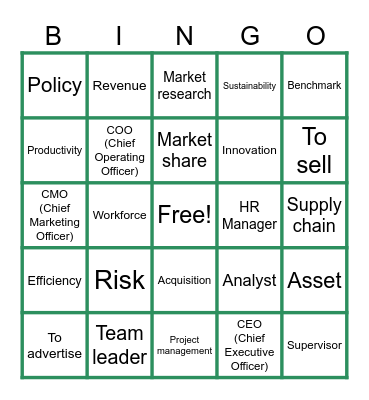 BUSINESS MANAGEMENT Bingo Card