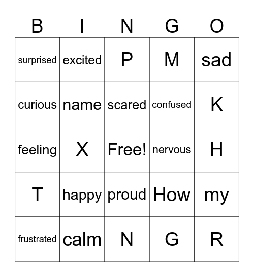 ASL Emotions Bingo Card