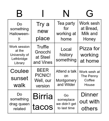 Lethbridge 2.0 Bingo Card