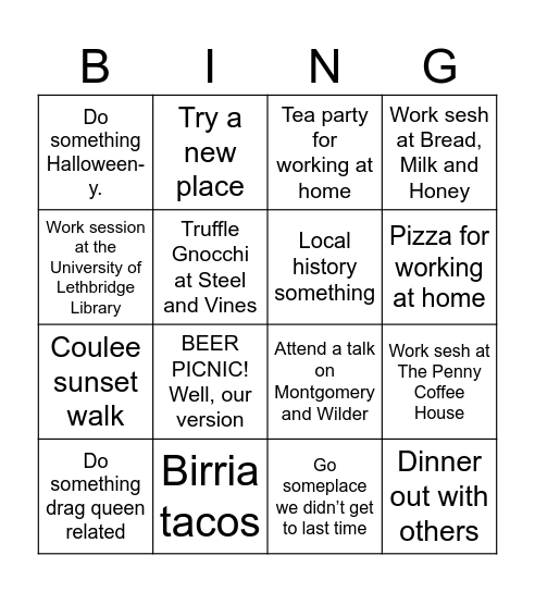 Lethbridge 2.0 Bingo Card
