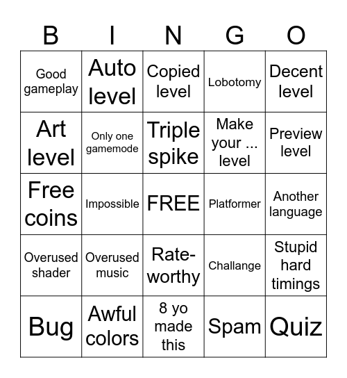 GD Recent Tab Bingo Card