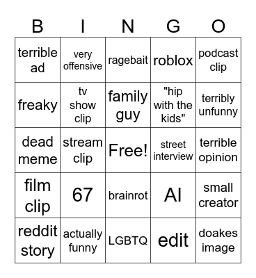TIKTOK BINGO Card