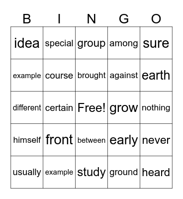 High Frequency Words - 3 Bingo Card