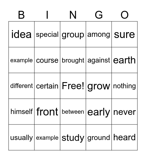 High Frequency Words - 3 Bingo Card