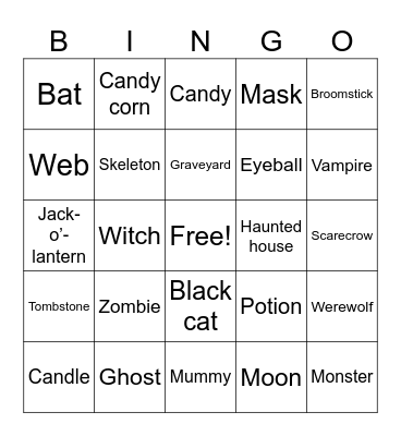 Halloween Bingo Card