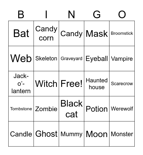 Halloween Bingo Card