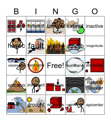 Natural Disasters Bingo Card