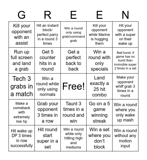 WHATSAPP FGC BINGO #1 Bingo Card