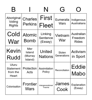 Rights and Freedoms Revision Bingo Card