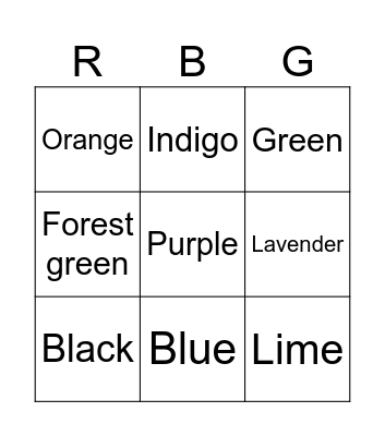 Color Bingo Card