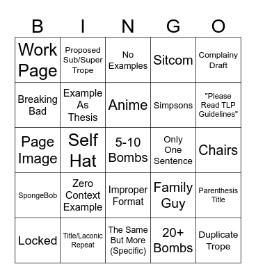 TLP Discards Bingo Card