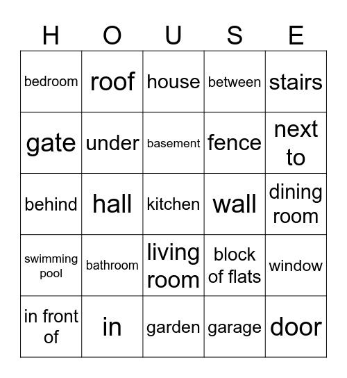 house Bingo Card