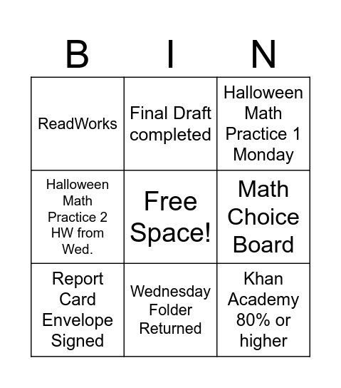 All Work Completed! Bingo Card