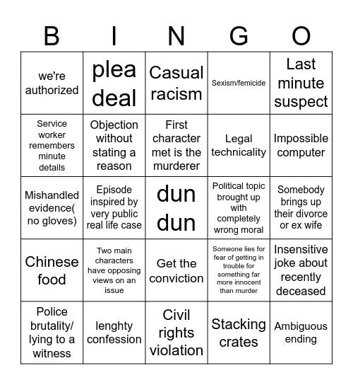 law and bingo Card