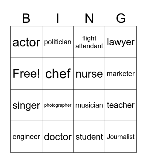 Job Hunt Bingo Card