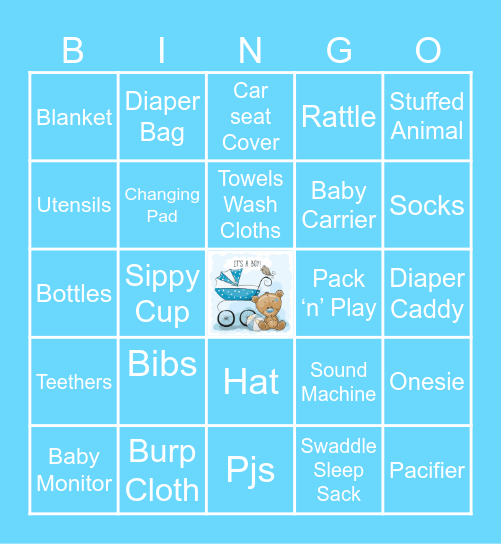 Baby Boy Tidyman Bingo Card