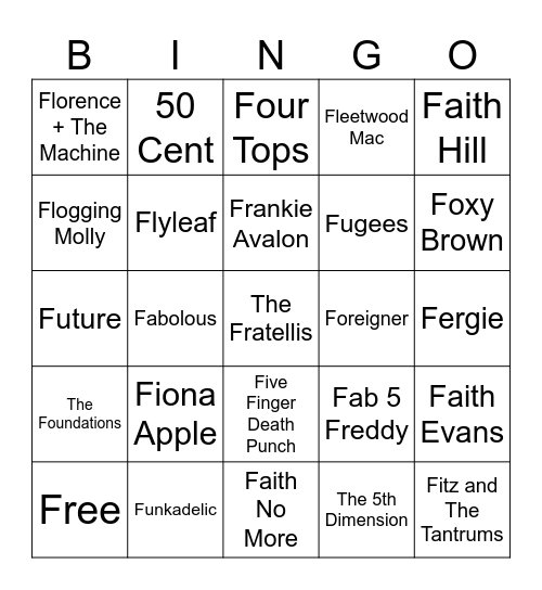 Game #1 What the F?! Bingo Card