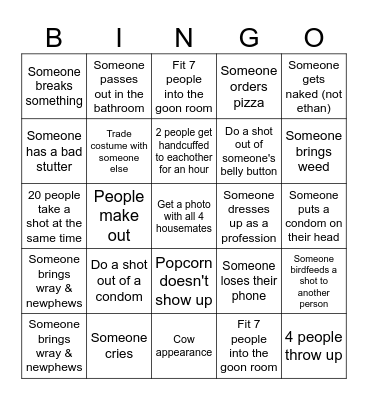 P Chilie Bingo Card