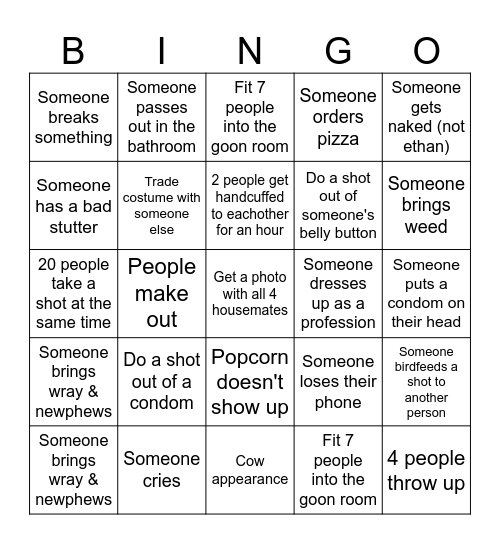 P Chilie Bingo Card