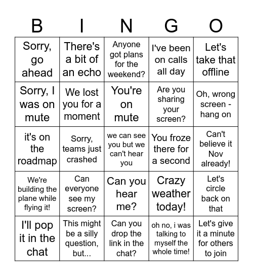 Friday Wrap up Bingo Card