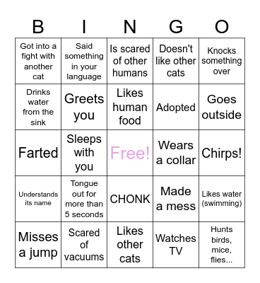 Cat Bingo! Bingo Card