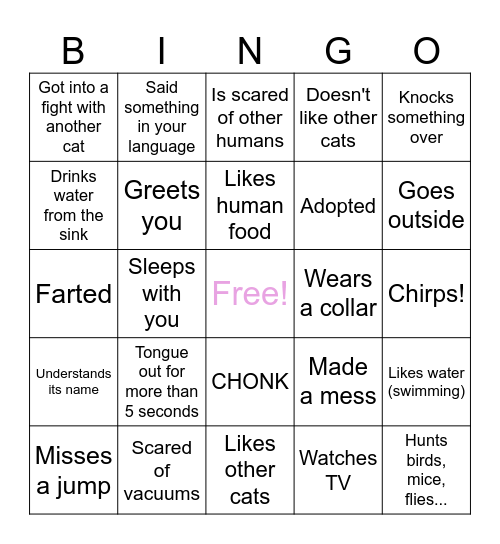 Cat Bingo! Bingo Card
