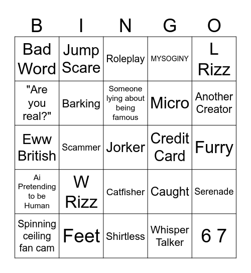 Omegle Bingo Card