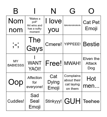 Elven's Bingo Card