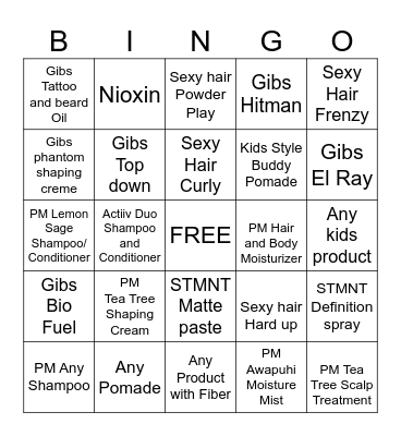PRODUCT BINGO!! Bingo Card