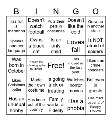 Find someone who. . . Bingo Card