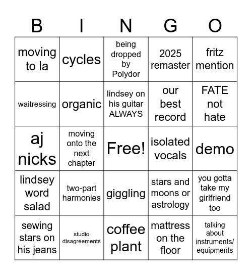 bn frozen love song exploder Bingo Card