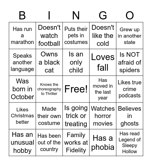 Find someone who. . . Bingo Card