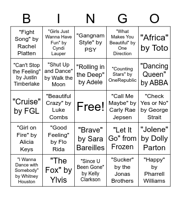 Music Bingo Card