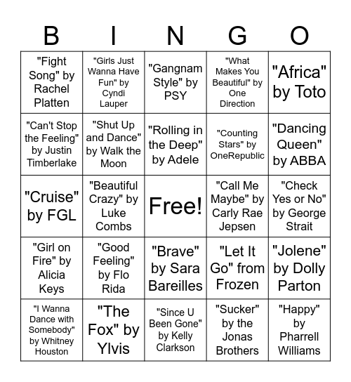 Music Bingo Card