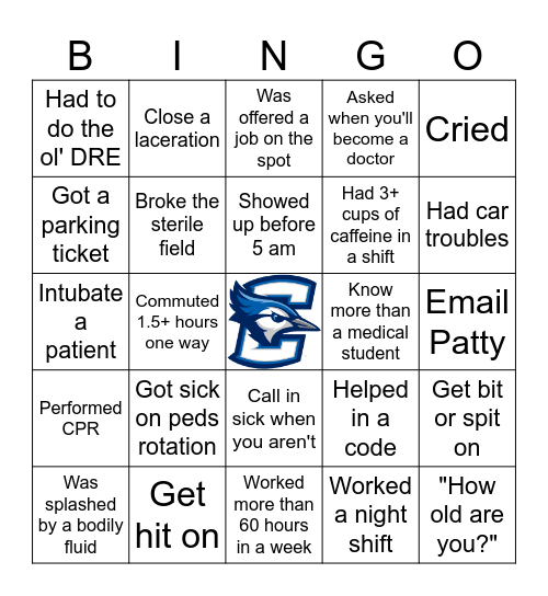 Clinical Year Bingo Card