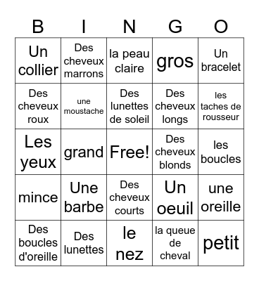 physical description FR Bingo Card